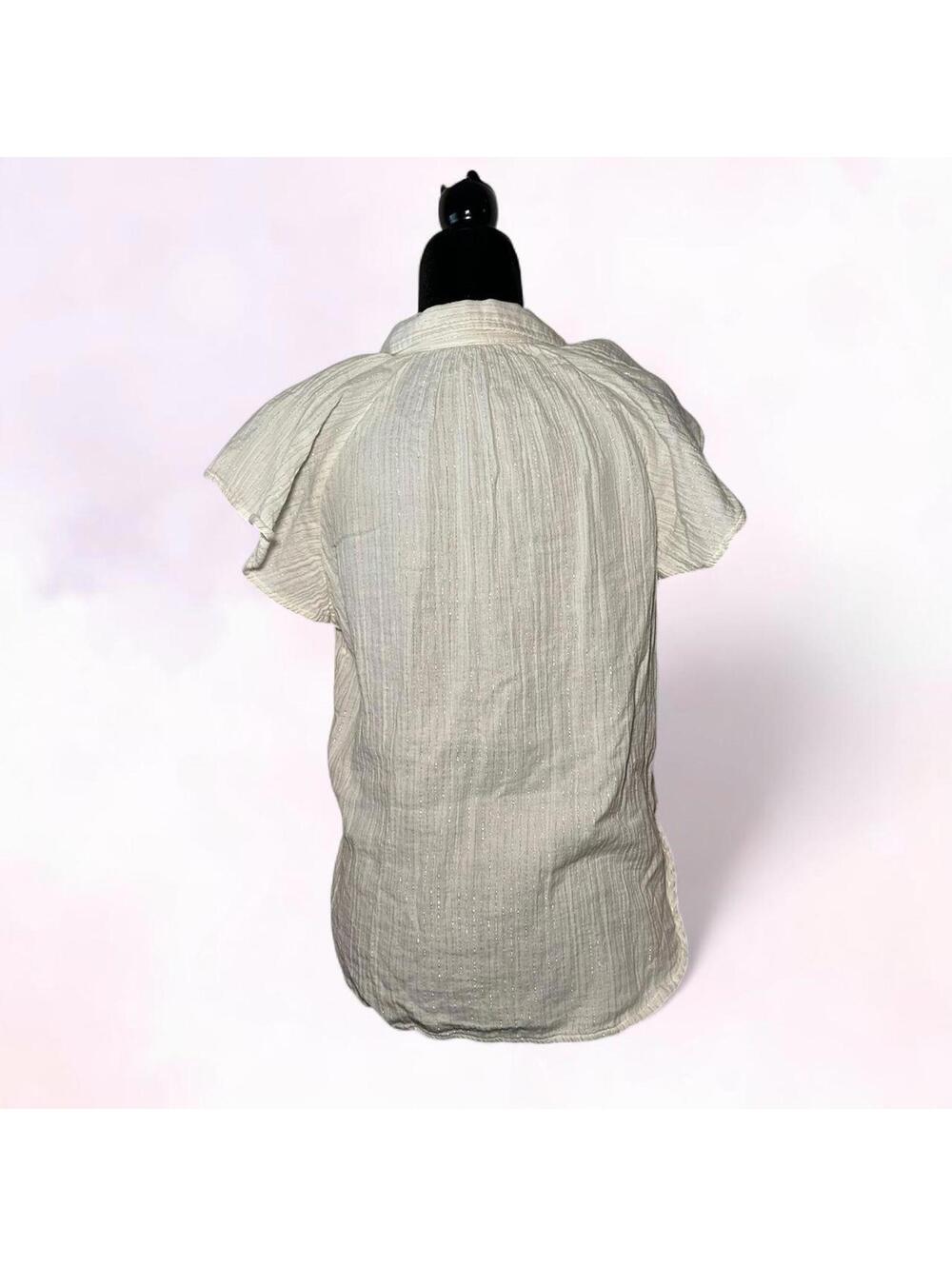 Gap White Shimmer Button Up Blouse Minimalist Chic Size S - Picture 6 of 8